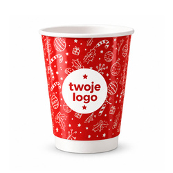Kubek świąteczny z Twoim logo - Kubek papierowy, dyspersja, 250 ml, śr. 80 mm, POŁYSK, 1000 szt.