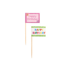 Wykałaczki bankietowe "Happy Birthday", 8 cm, 20 szt.