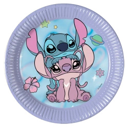 Talerze papierowe "Stitch & Angel", 20 cm, 8 szt.