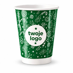 Kubek świąteczny z Twoim logo - Kubek papierowy, dyspersja, 350 ml, śr. 90 mm, POŁYSK, 1000 szt.