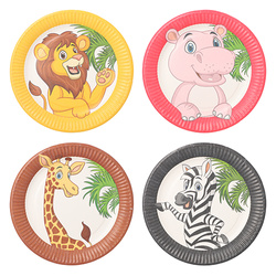Talerz papierowy okrągły "Jungle Mix" śr. 23 cm 10 szt.