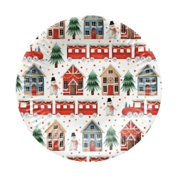 Talerz papierowy okrągły "Cozy Christmas" śr. 18 cm, 8 szt.
