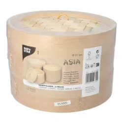 Parowar bambusowy "ASIA", wys. 13,5 cm, śr. 21 cm, 3-częściowy, 1 szt.