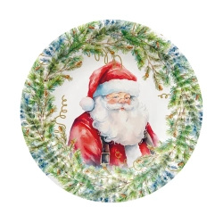 Talerz papierowy okrągły "Santa Claus" śr. 18 cm, 8 szt.