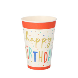 Kubek papierowy "Happy Birthday" 200 ml, śr. 70 mm 10 szt.