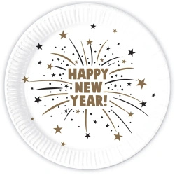 Talerze papierowe "Happy New Year", 23 cm, 8 szt.