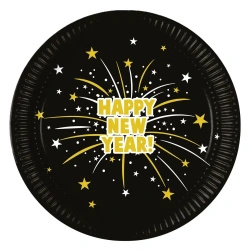 Talerze papierowe "Happy New Year", 23 cm, 8 szt.