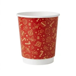 Kubek świąteczny dwuściankowy papierowy, dyspersja, POŁYSK, 250 ml, śr. 80 mm, 25 szt.