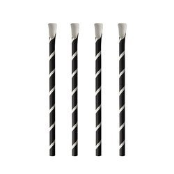 Słomki papierowe z łyżeczką czarno-białe 8/200mm 100 szt.