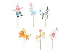 Dekoracje do muffinek "Cyrk", 9 - 11,5 cm, mix, 6 szt.